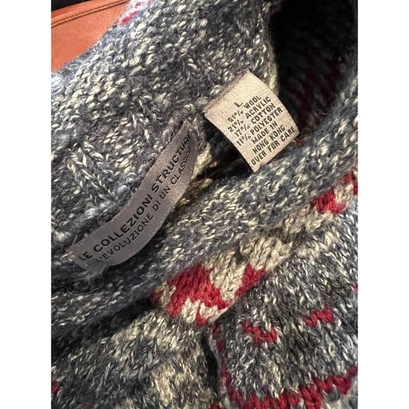 Vintage 90s Structure Soft Wool Knit roll neck Sweater Gray Blue L - Picture 5 of 5